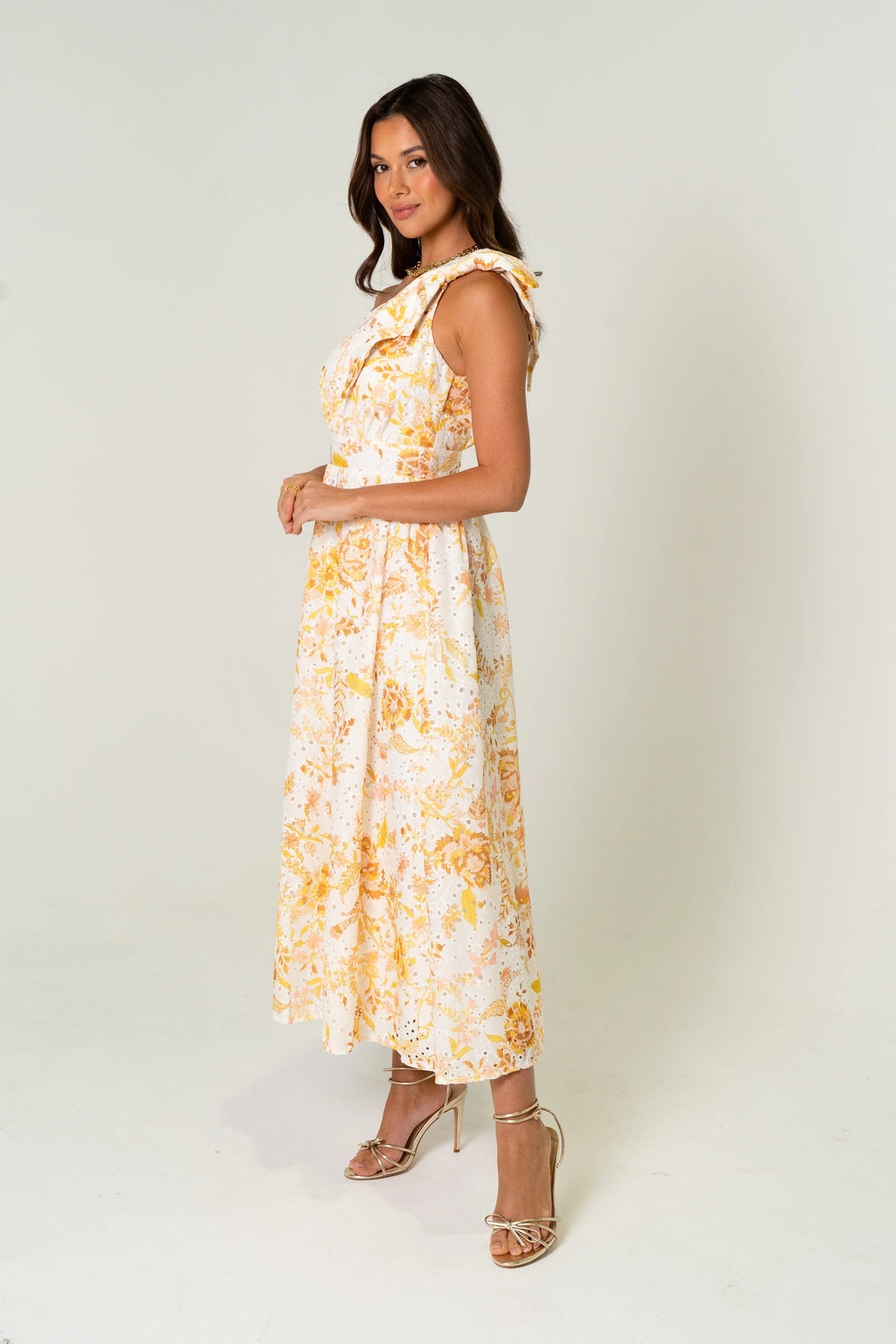 Amber One Shoulder Print Midi Dress