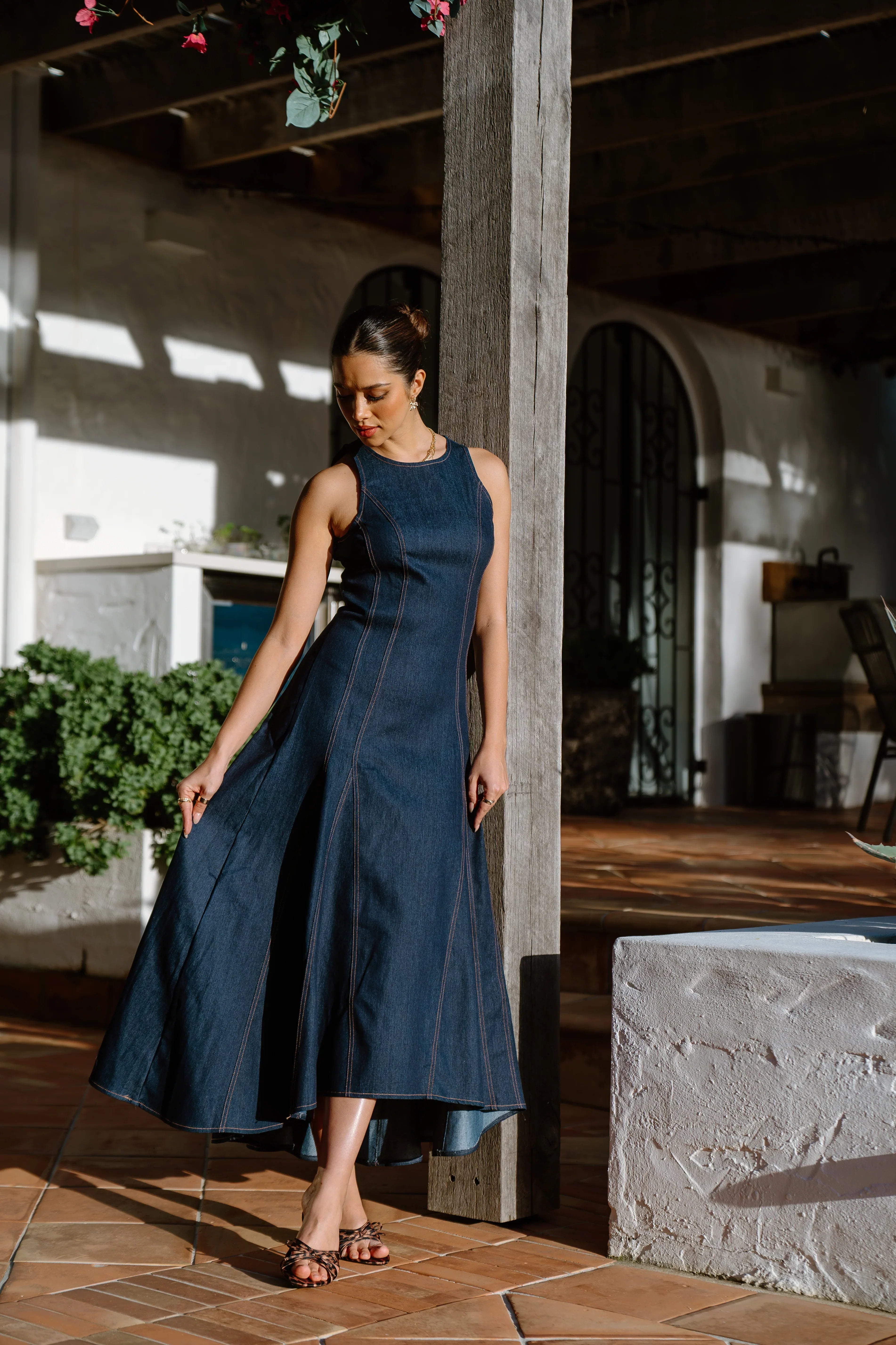 Delaney Denim Midi Dress