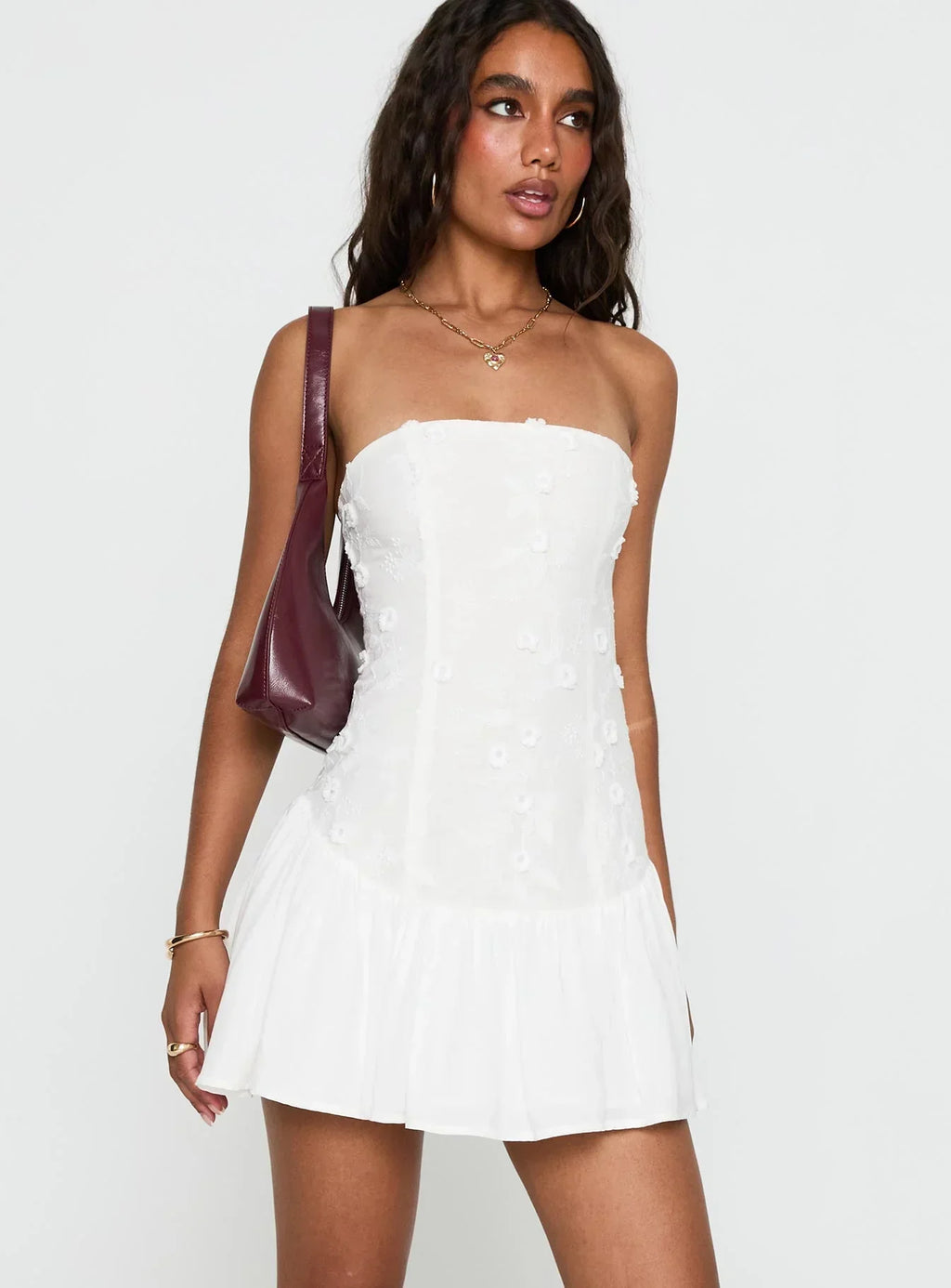 Envie Strapless Mini Dress White
