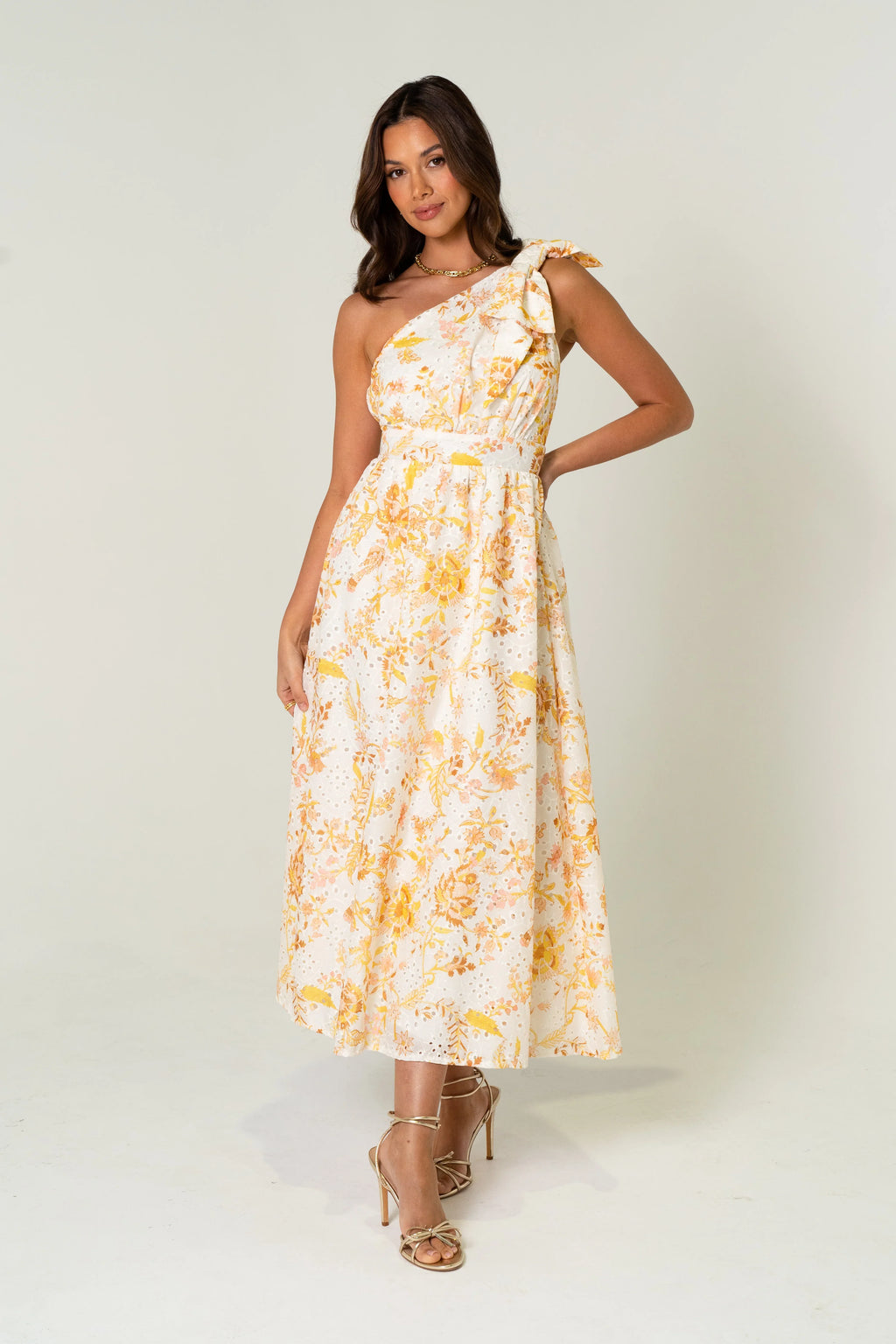 Amber One Shoulder Print Midi Dress