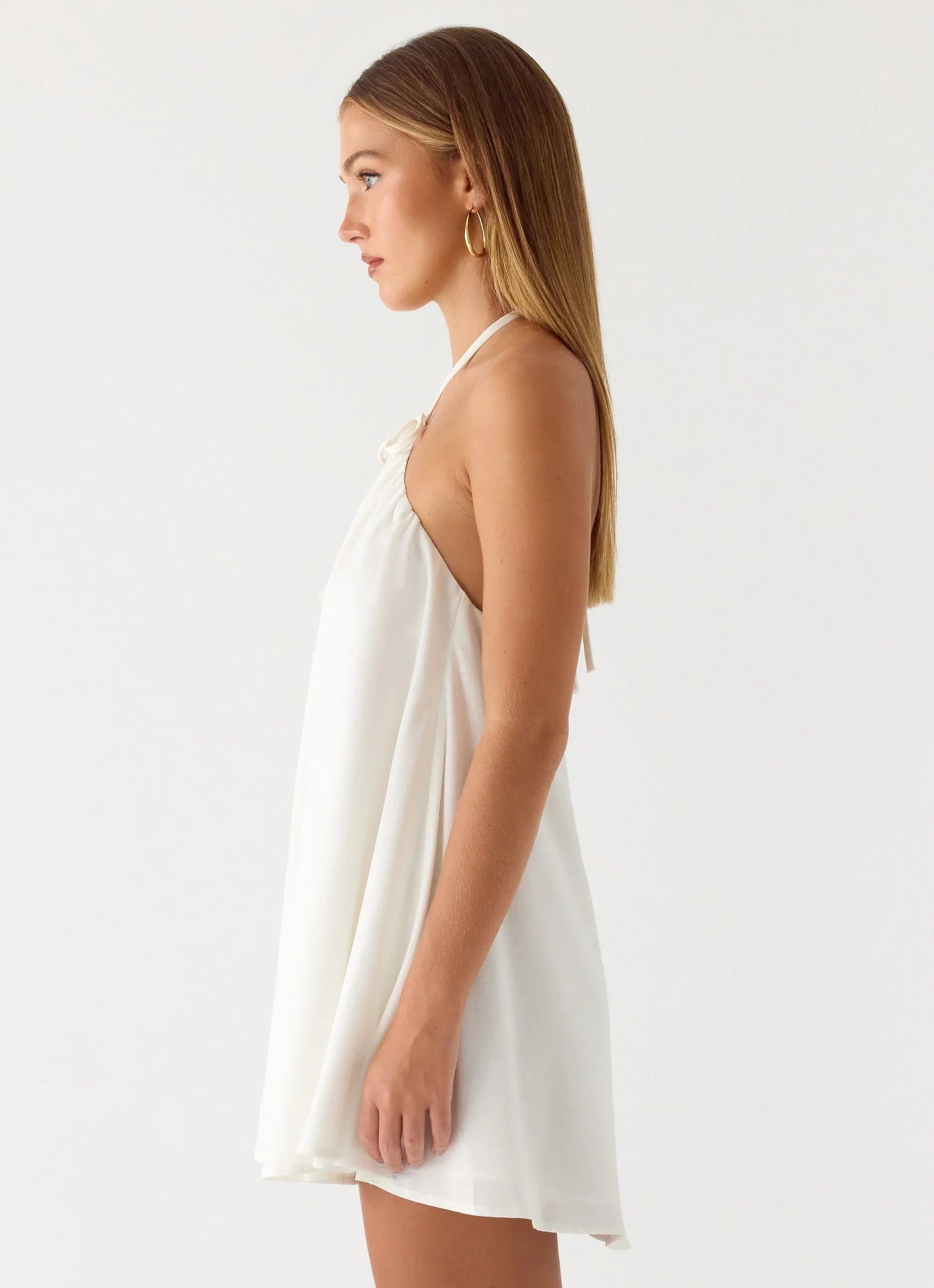 Soft Breeze Linen Mini Dress White