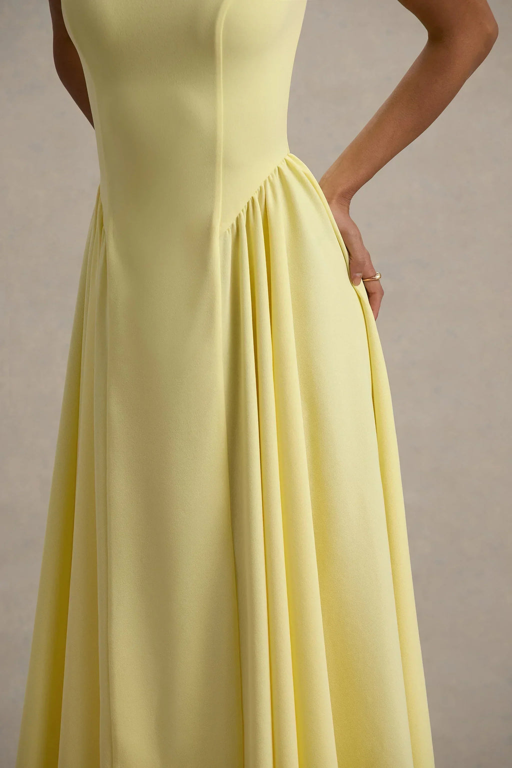 Muriel | Lemon Boat-Neck Volume-Hem Midi Dress