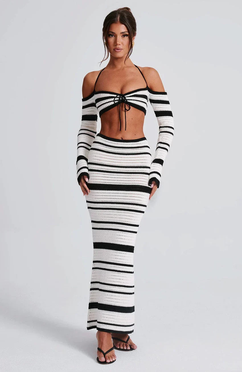 Georgia Maxi Skirt - Black/White