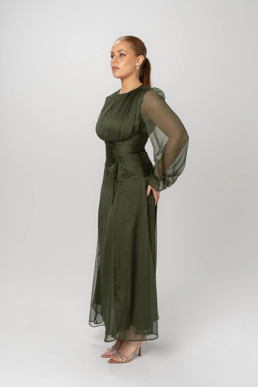 Lunara Long Sheer Sleeve Maxi Dress