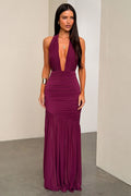 Kova Halter Neck Maxi Dress - Plum