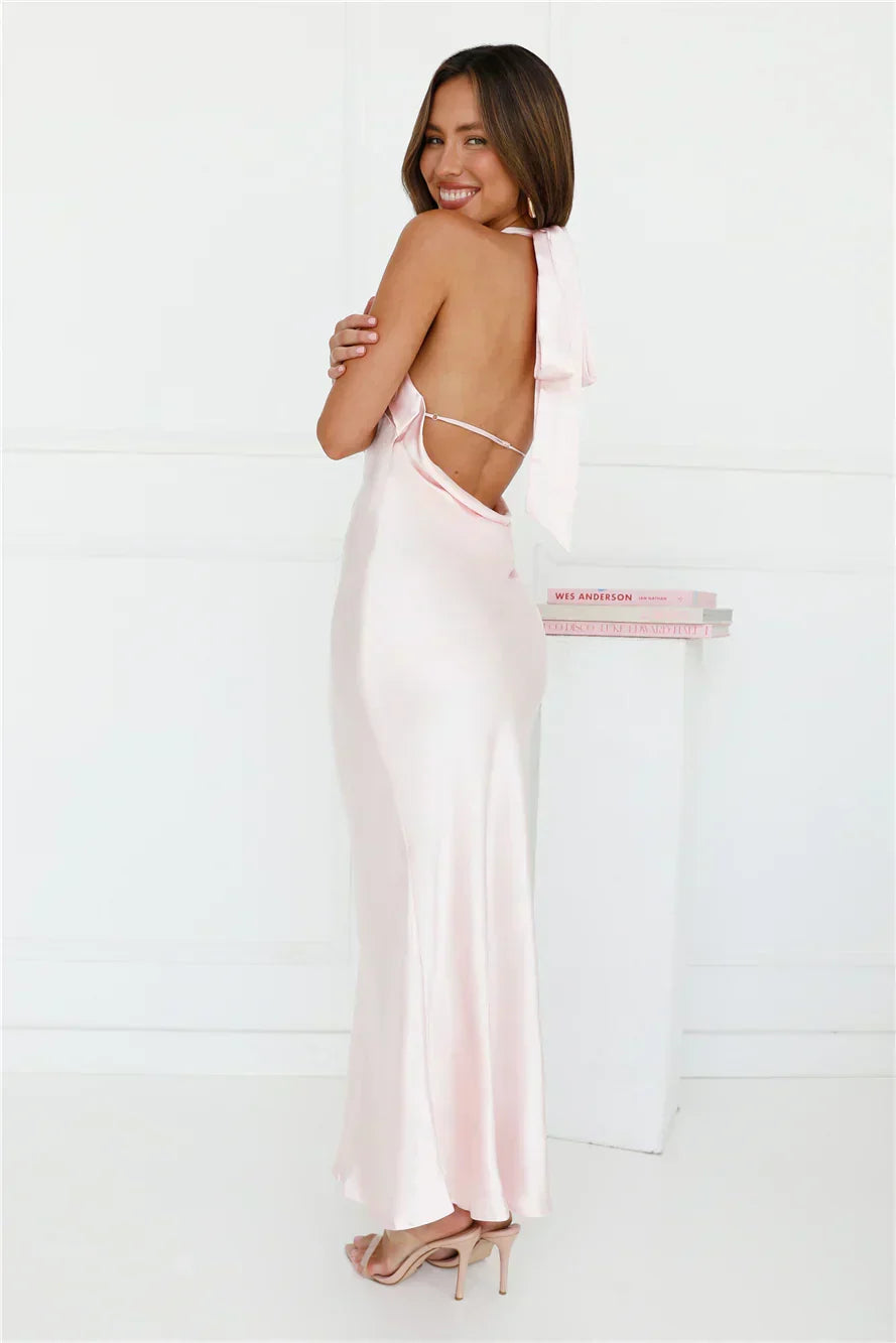 Majestic Girl Halter Satin Maxi Dress