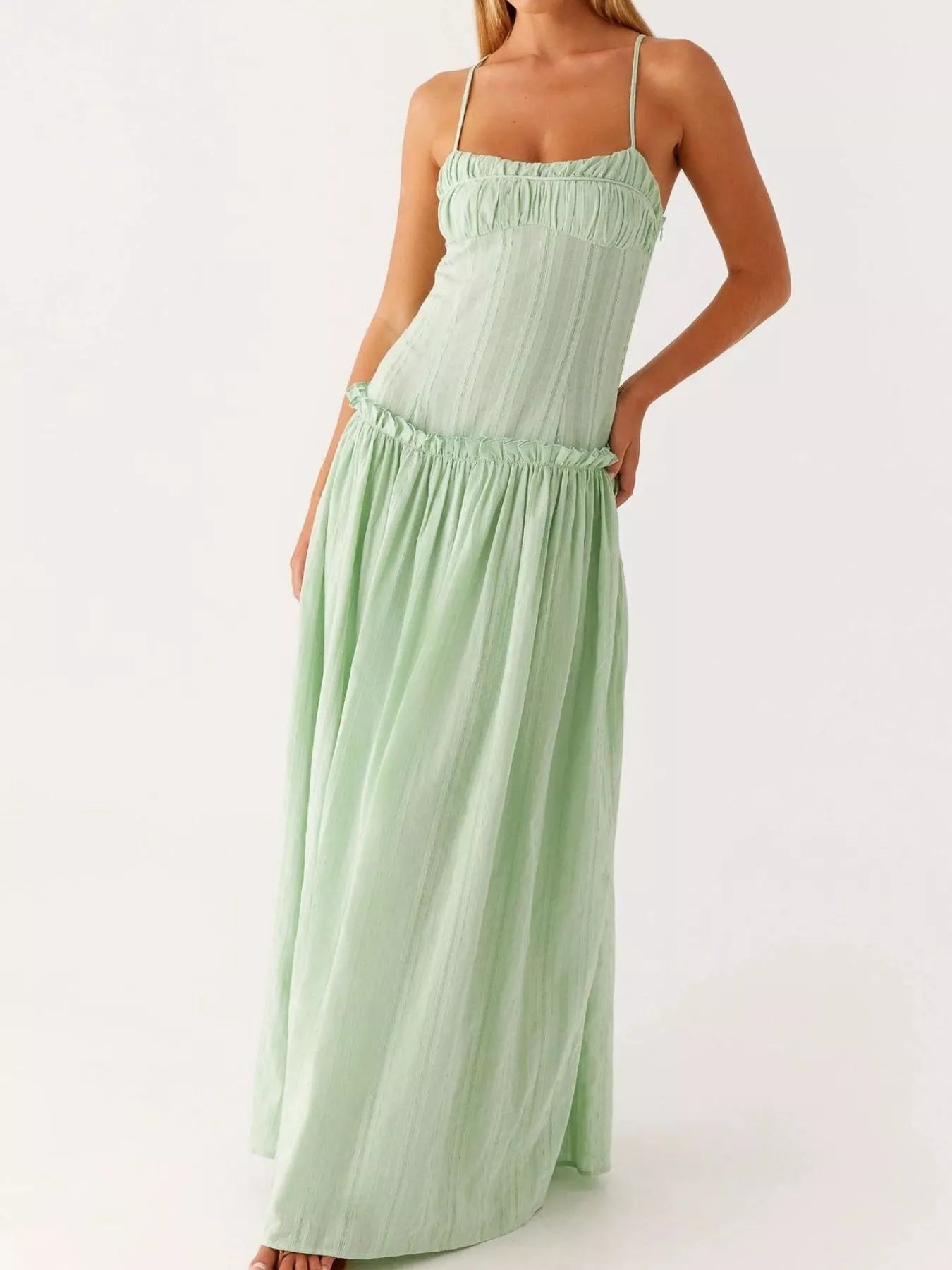Frill Spaghetti Strap Maxi Dress