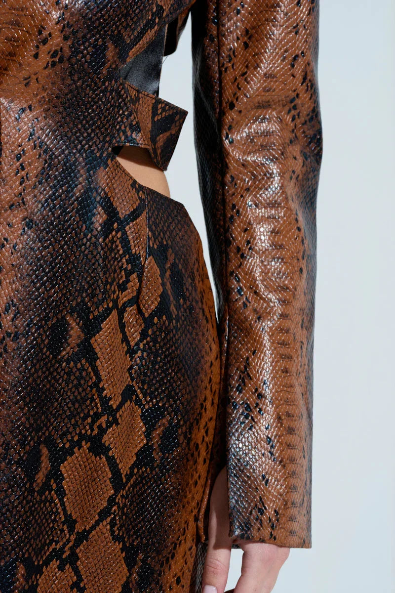 More Life Cutout Faux Leather Trench