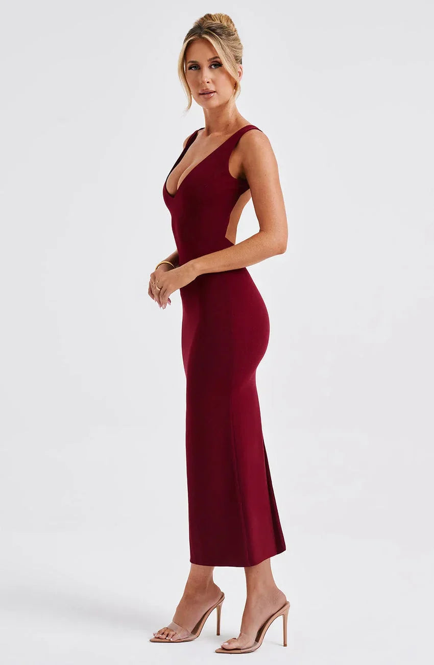 Lucinda Midi Dress - Burgundy