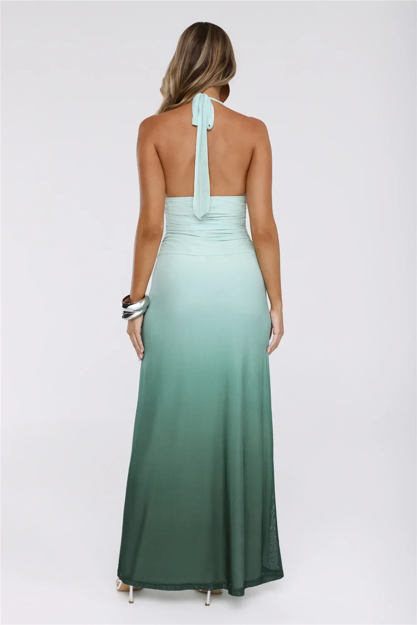 Pretty Feels Right Halter Mesh Maxi Dress Green