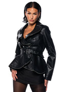 Zippy Hem Peplum Moto Jacket
