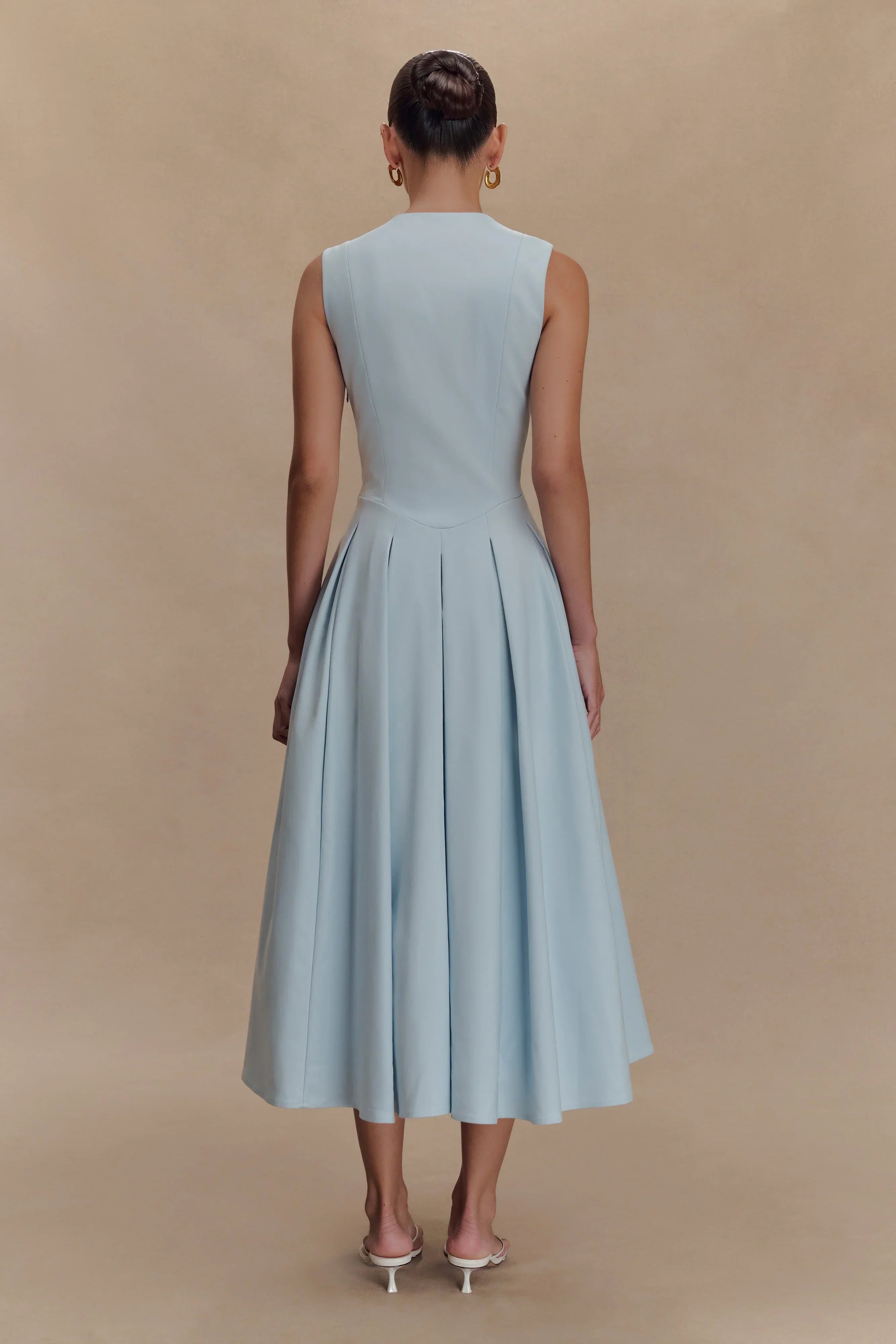 Keely Cotton Sleeveless Midi Dress - Sky Blue