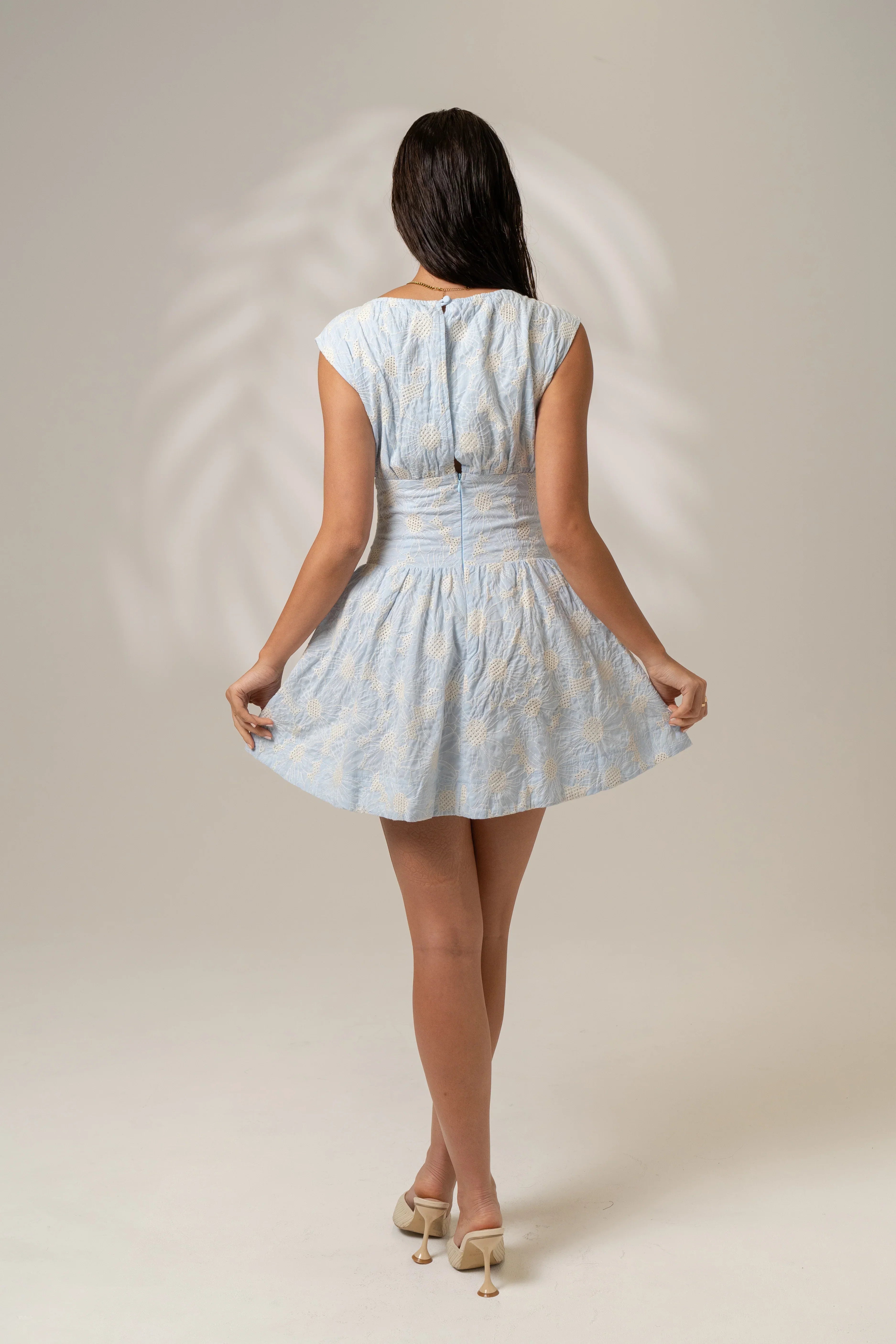 Nicole Blue Cap Sleeve Mini Dress