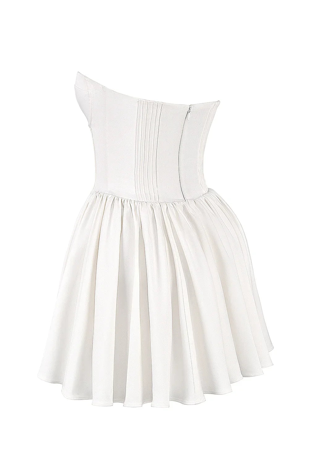 Katherine-White Strapless Corset Mini Dress