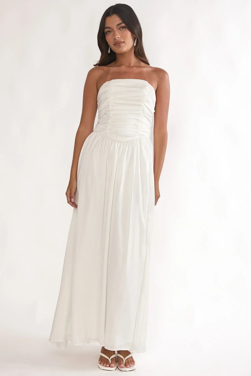 Adalynne Strapless Bow Back Maxi Dress White