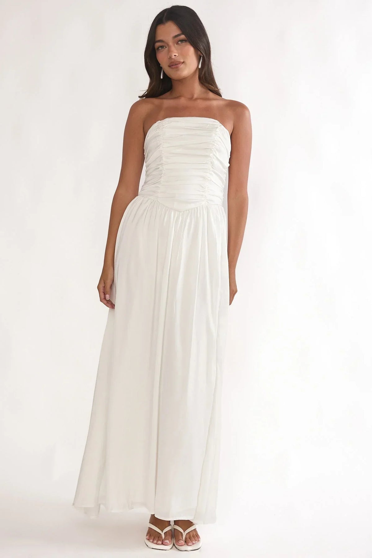 Adalynne Strapless Bow Back Maxi Dress White