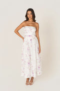 Freda White Floral Strapless Maxi Dress
