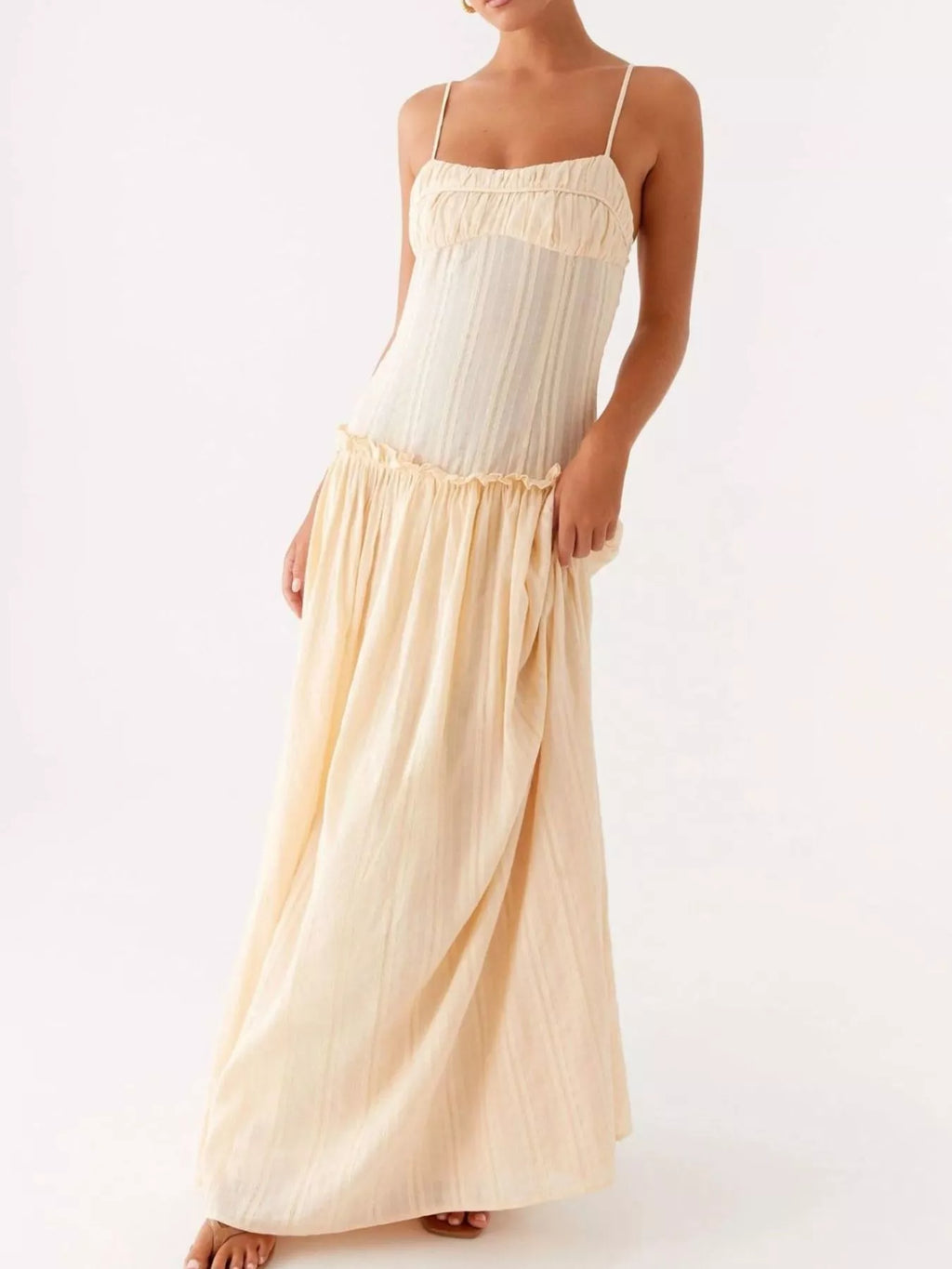 Frill Spaghetti Strap Maxi Dress