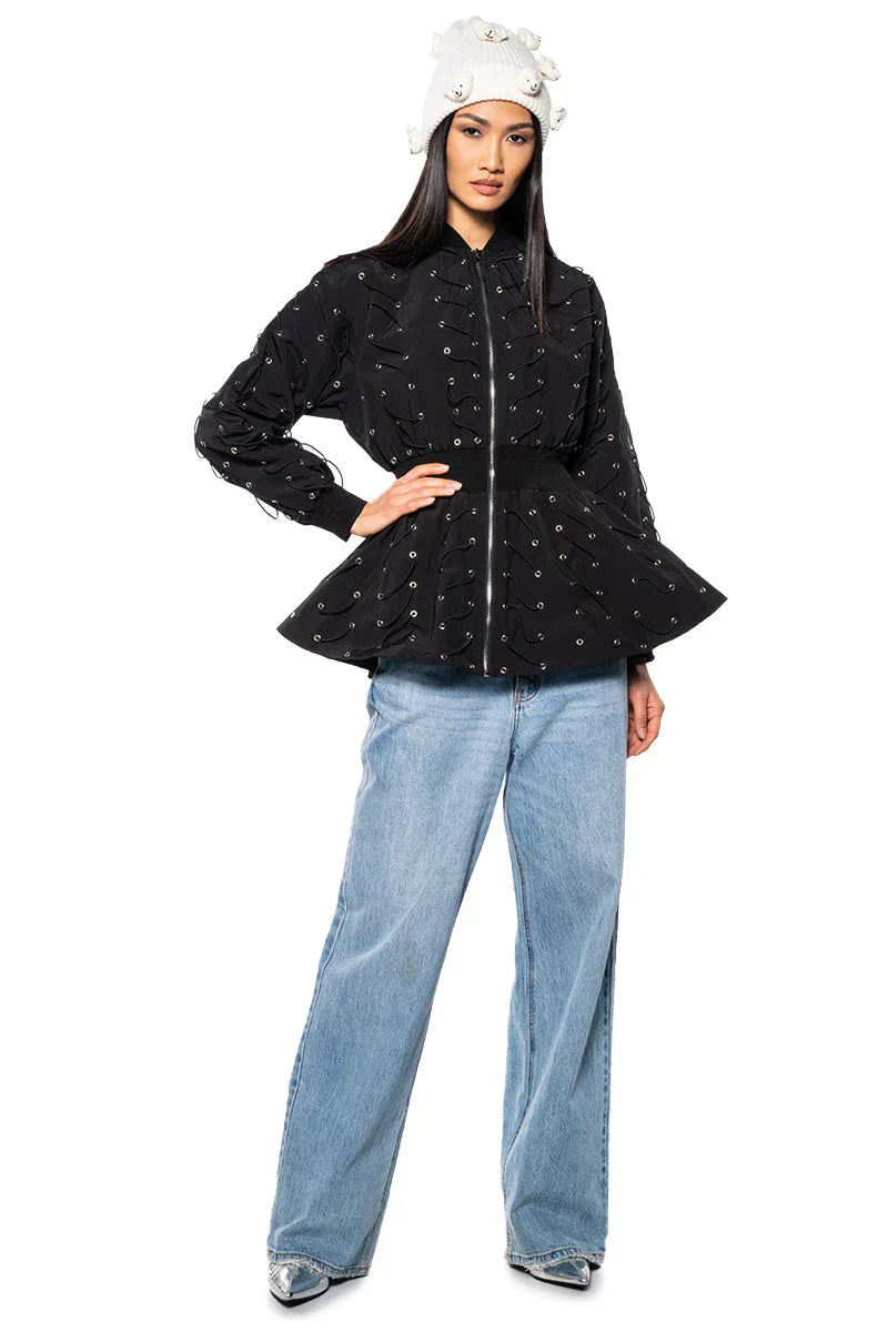 Eye Knew It Cinched Bomber Jacket
