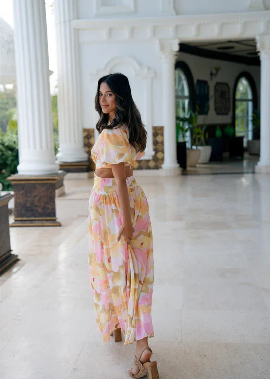 Bella Puff Sleeve Print Maxi Dress