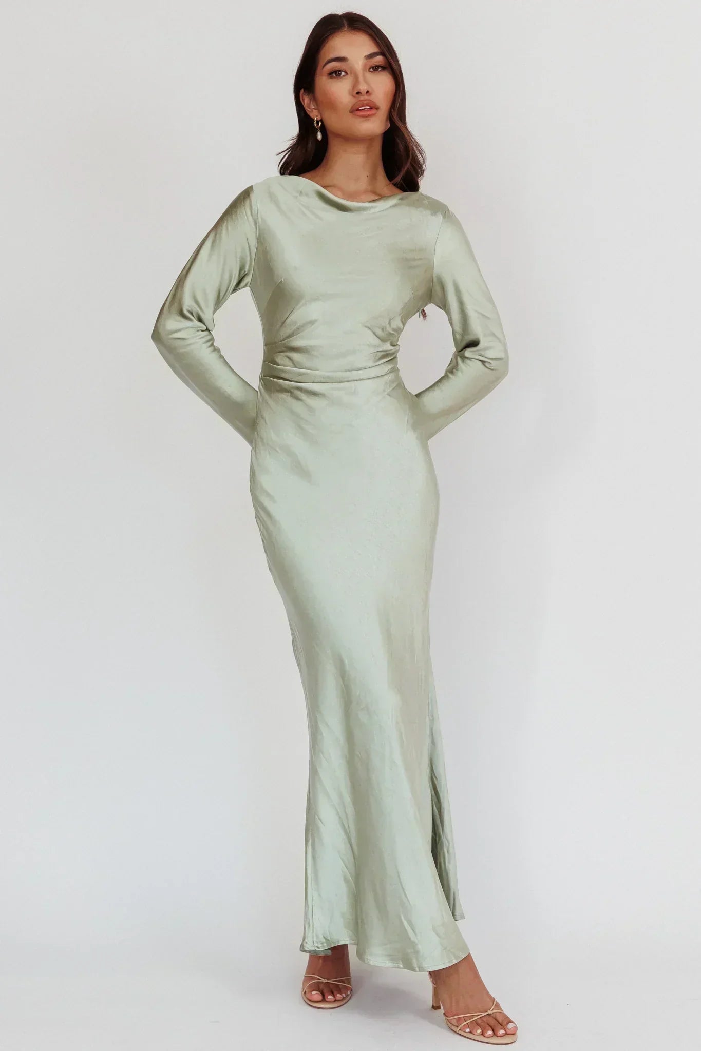 Loveland Cowl Back Midi Dress Sage