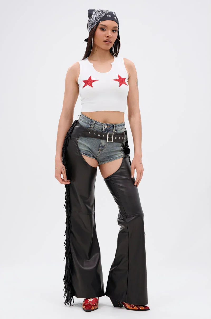 Rodeo Fringe Faux Leather Chaps