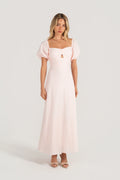 Felicia Soft Pink Puff Sleeve Maxi Dress