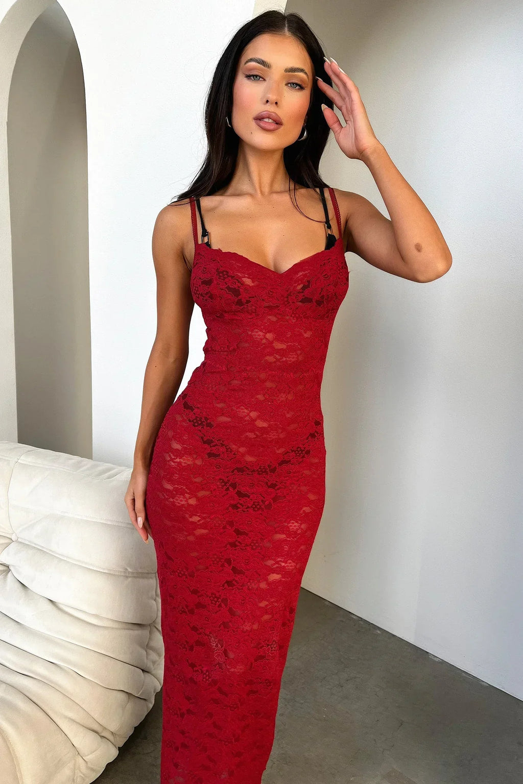 Destiny Midi Dress - Red