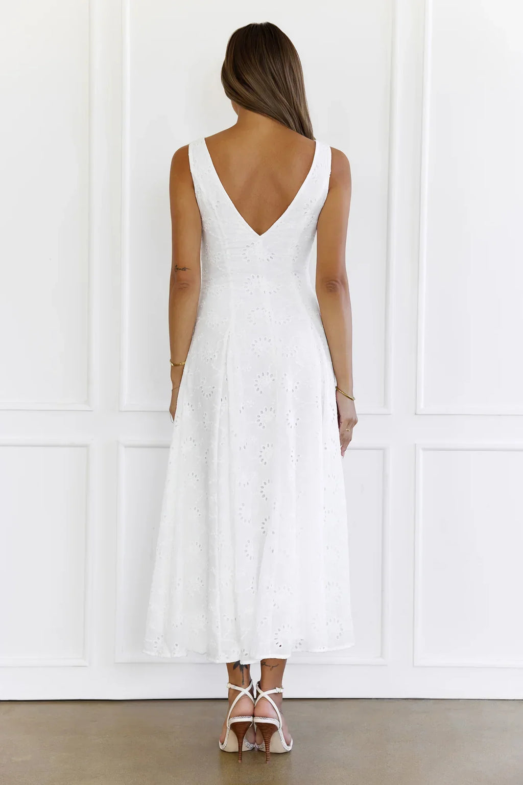 Effortless Charm Embroidered V-Neck Maxi Dress White