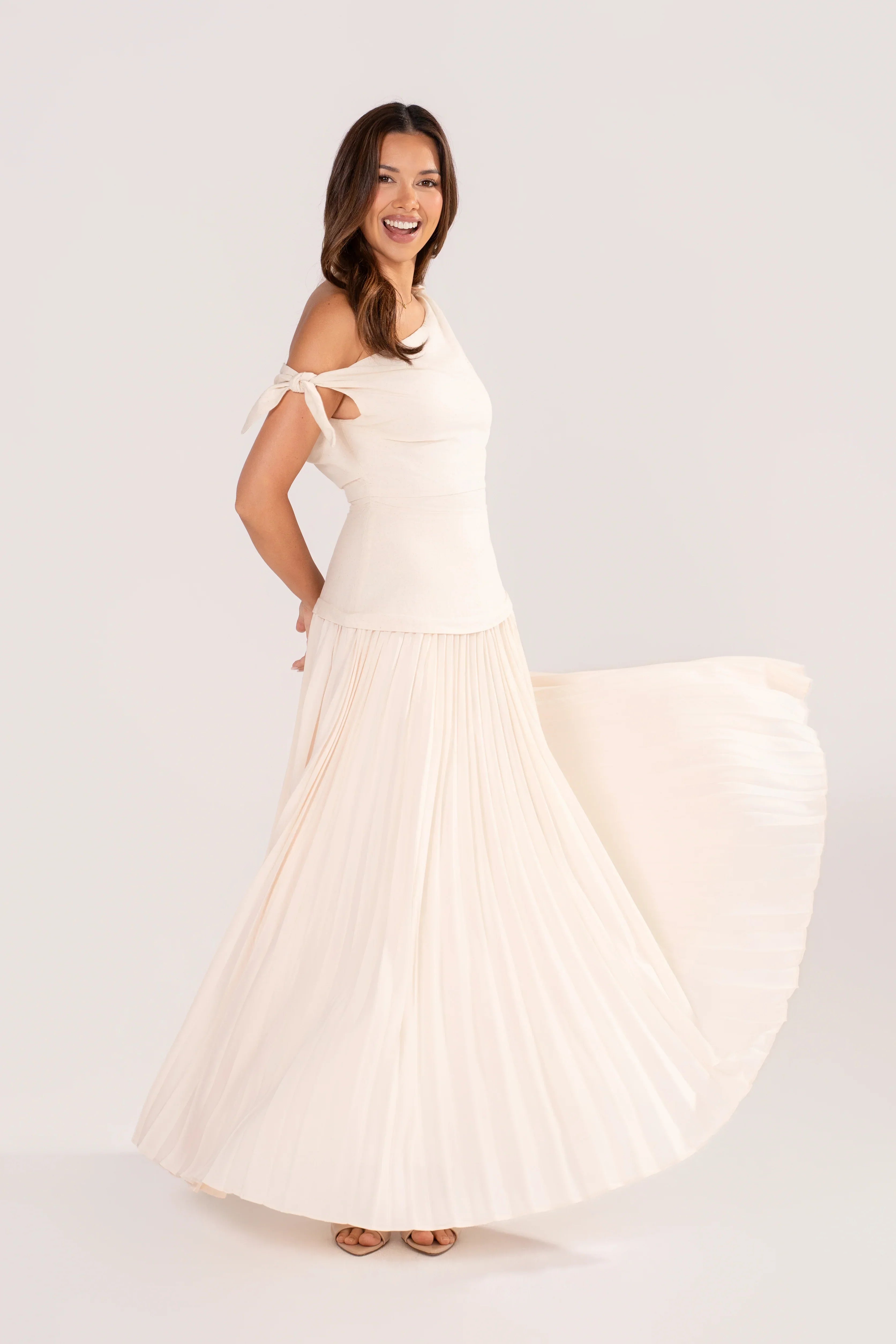 Ophelia Drop Shoulder Pleated Maxi Dress