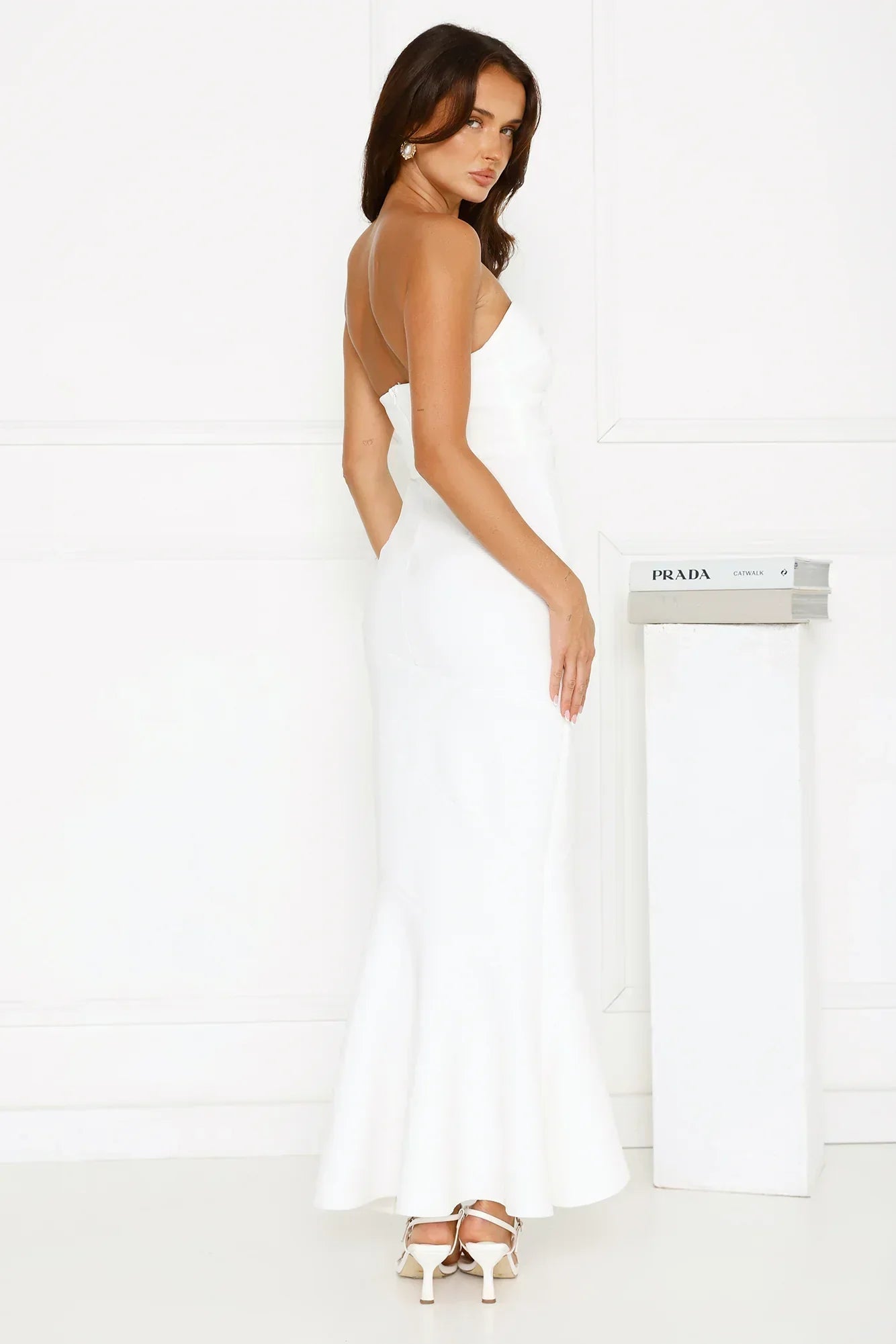 Luxe Reverie Strapless Maxi Dress White