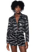 Pop Star Zebra Rhinestone Crop Blazer