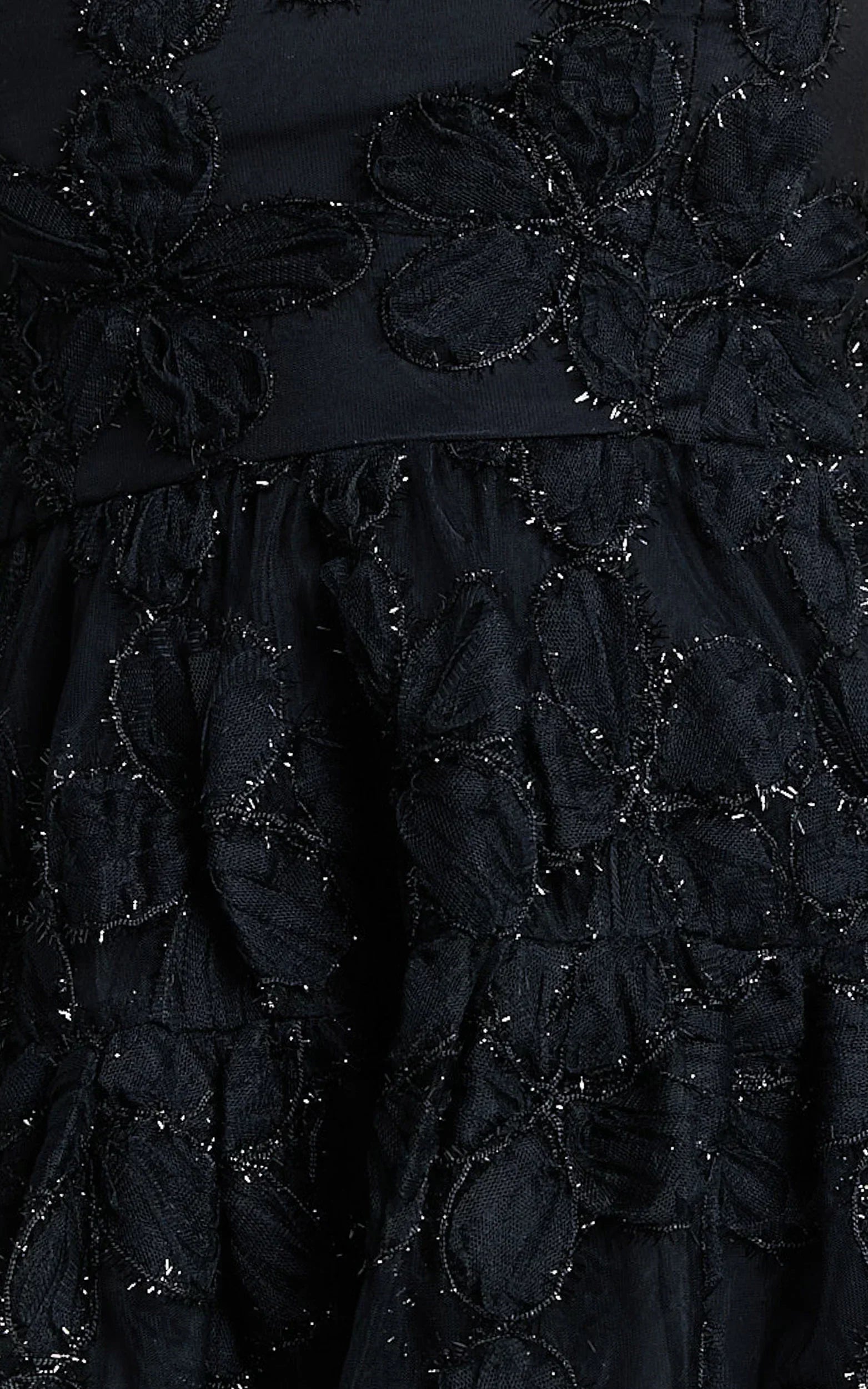 Marzy Mini Dress Strapless Floral Detail Lace Fit and Flare Dress in Black