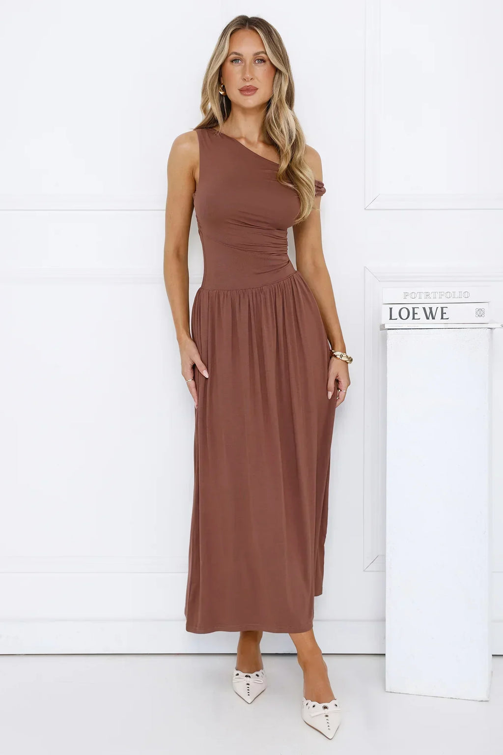 Coastal Daydream Off Shoulder Midi Dress