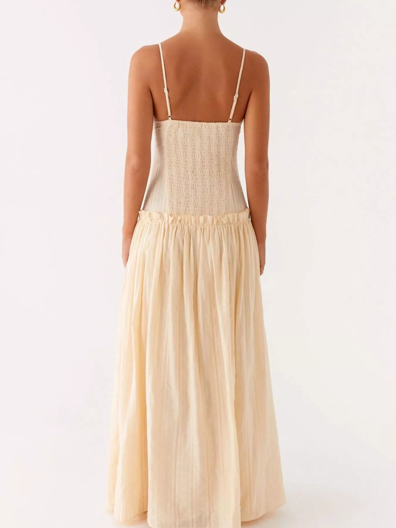 Frill Spaghetti Strap Maxi Dress
