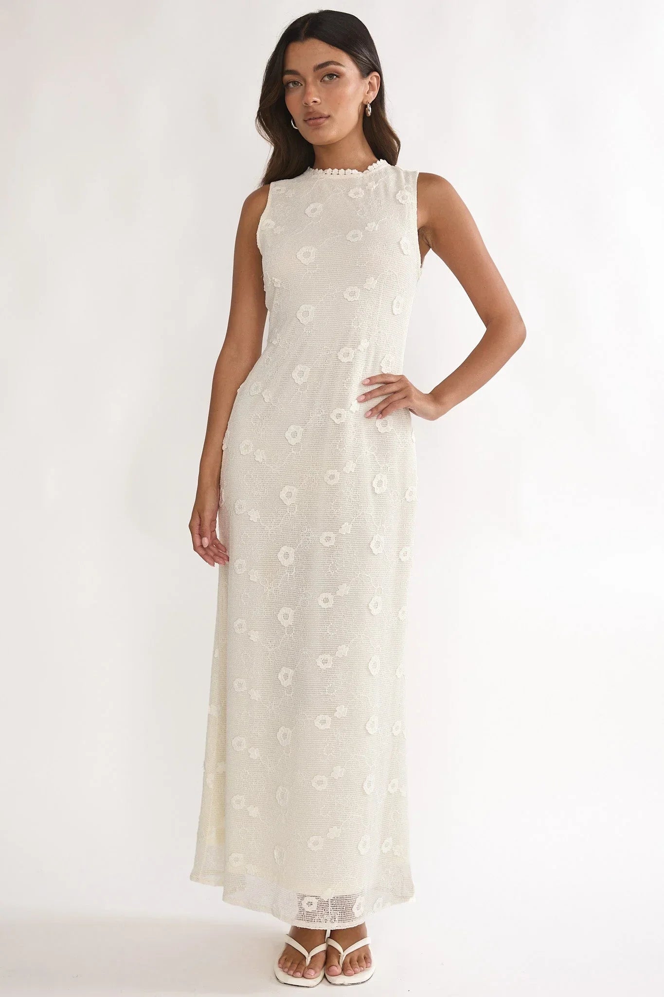 Kensi Sleeveless Crochet Maxi Dress Oat