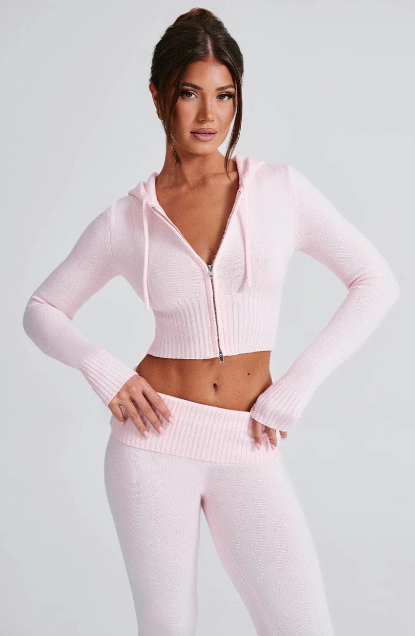 Portia Knit Hoodie - Pink