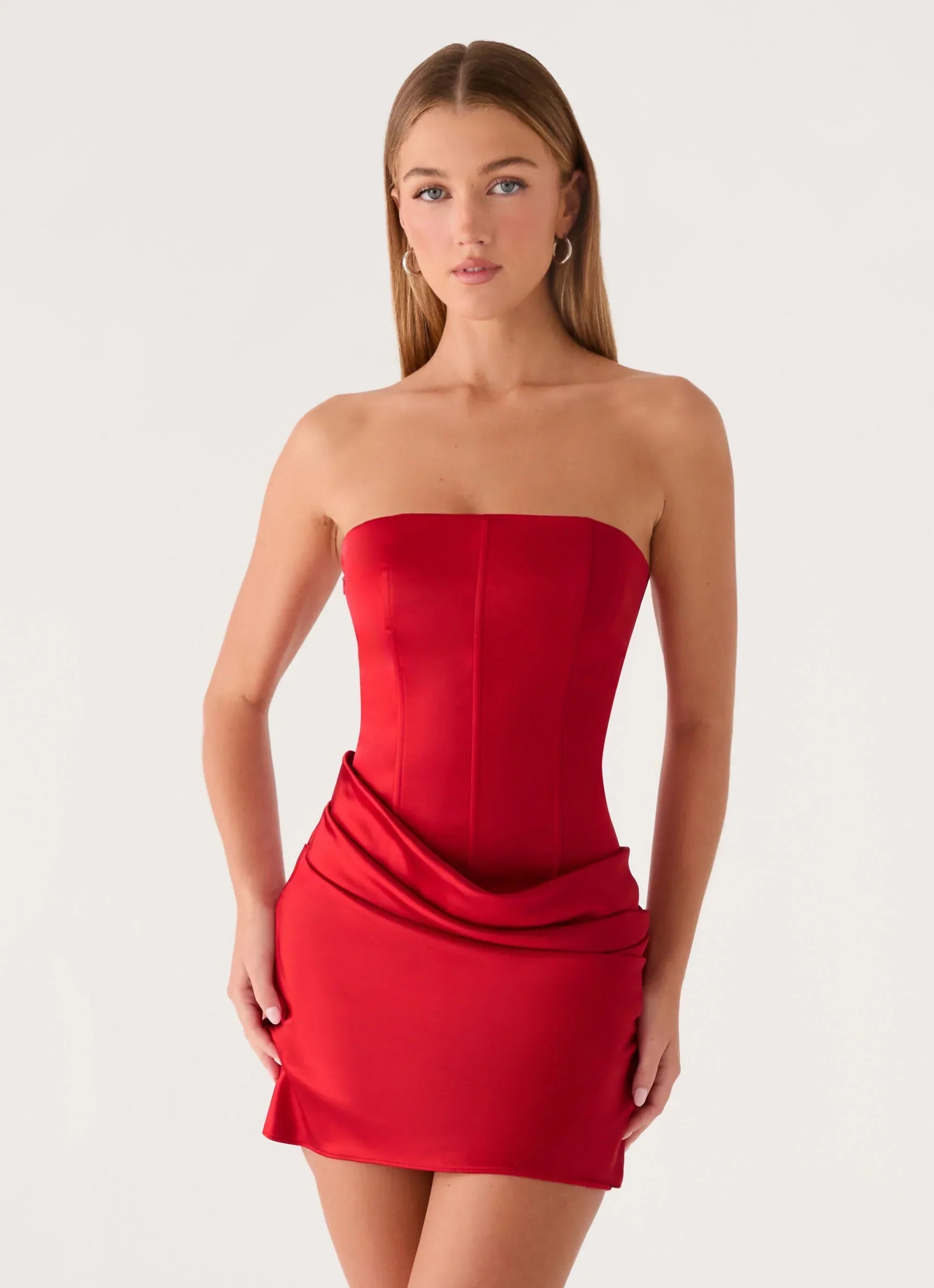 Alva Strapless Mini Dress - Cherry