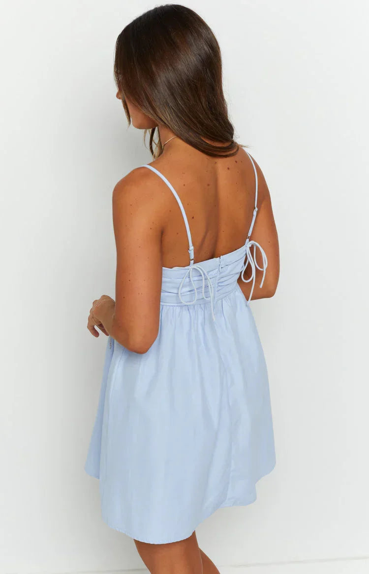 Bodie Blue Babydoll Mini Dress