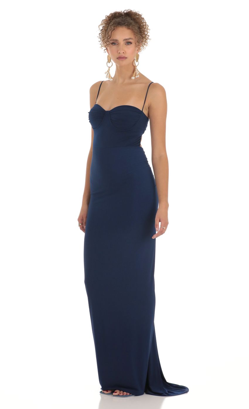 Ruched Maxi Dress in Navy