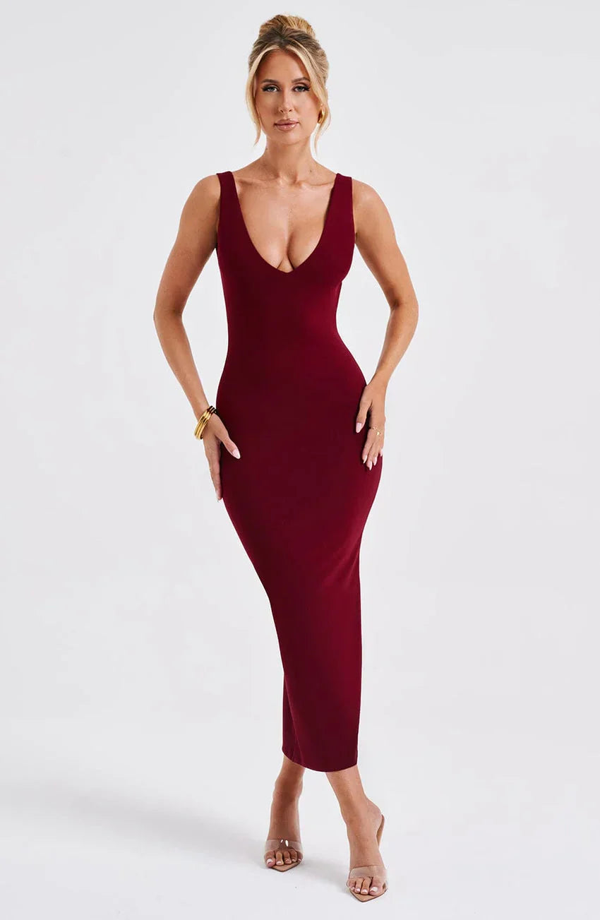 Lucinda Midi Dress - Burgundy