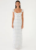 Roma Notte Maxi Dress - Porcelain Blue Polka Dot