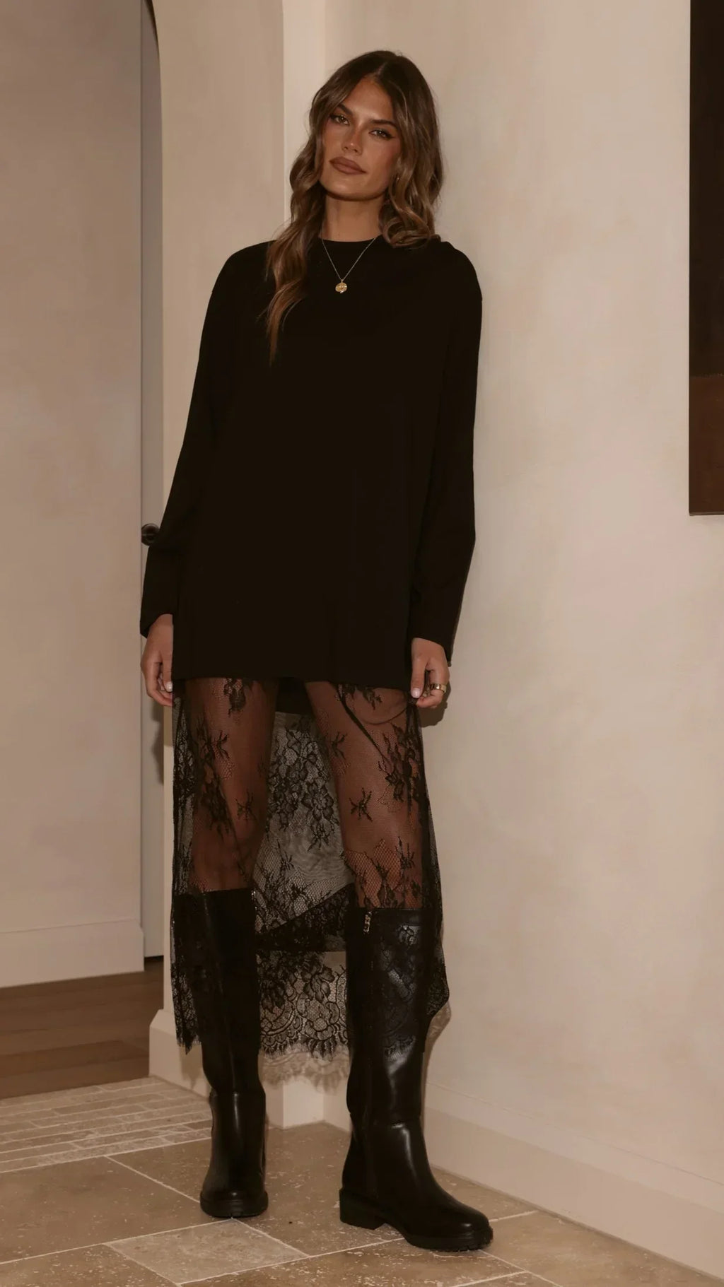 Kailey Lace Maxi Dress - Black