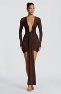 Tara Mini Dress - Plum Brown