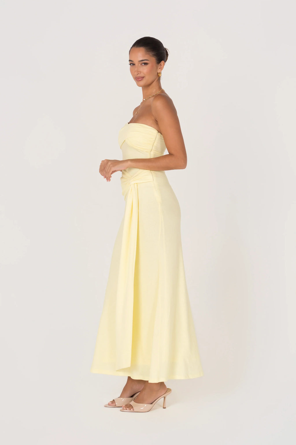 Sorelle Strapless Maxi Dress With Drape Detail