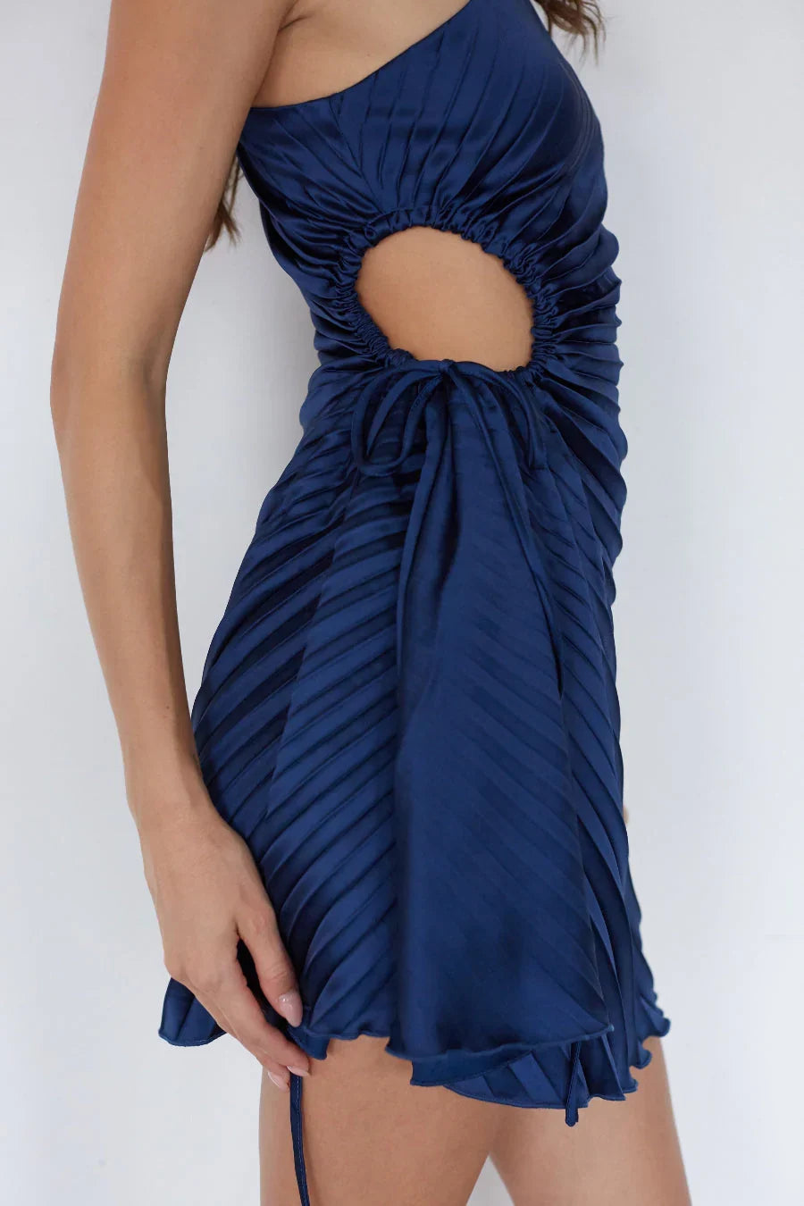 Carrie One Shoulder Plisse Mini Dress