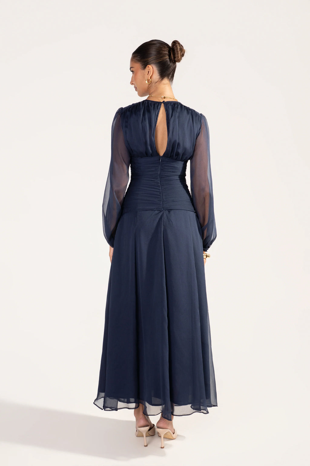 Lunara Long Sheer Sleeve Maxi Dress