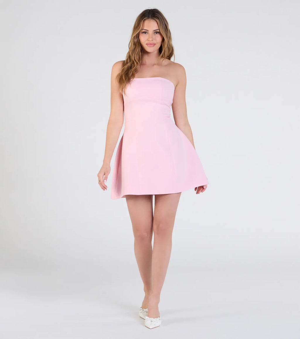 Cute Moment Strapless A-Line Crepe Mini Dress