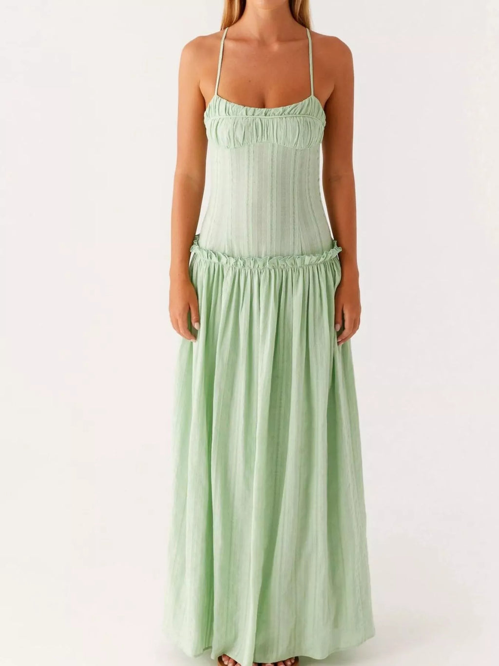 Frill Spaghetti Strap Maxi Dress
