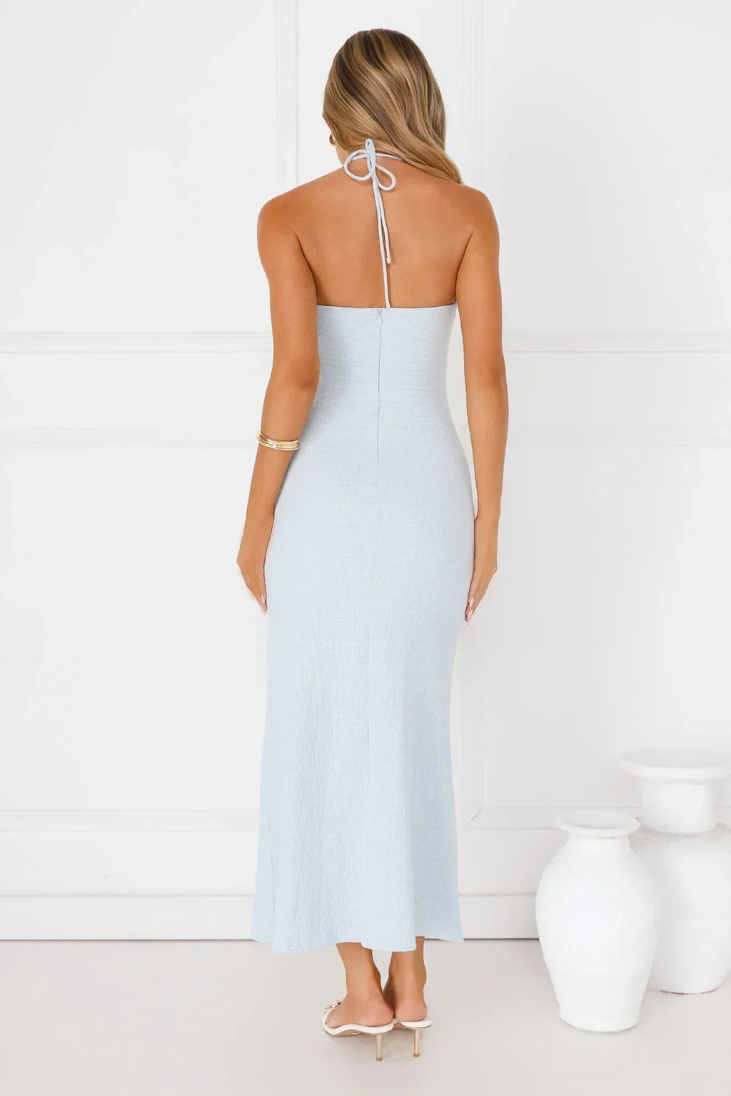 Minimalist Luxe Halter Midi Dress